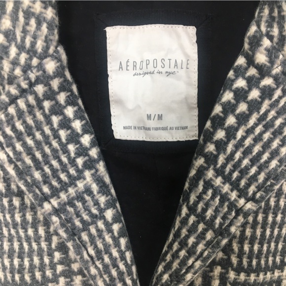 Aeropostale Grey White Plaid Blazer Jacket women’s medium M​​​ - Picture 3 of 8
